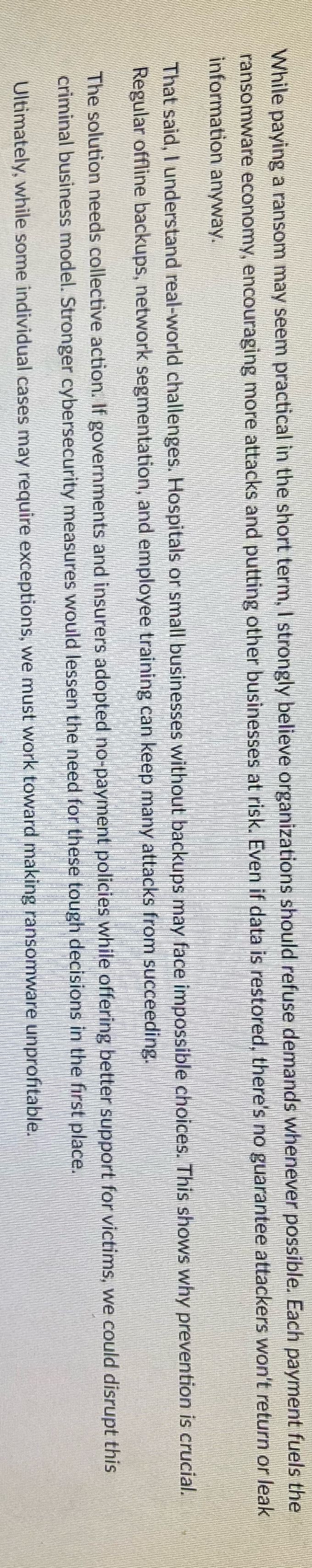 Write a response to the message highlighting the