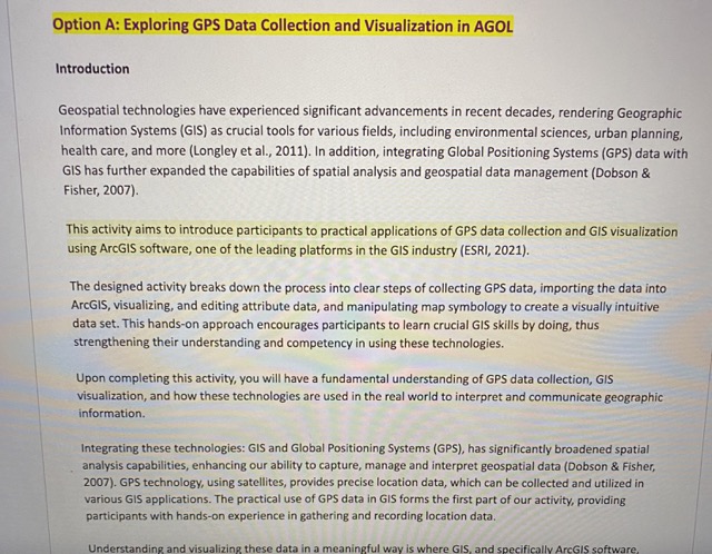 Option A: Exploring GPS Data Collection and