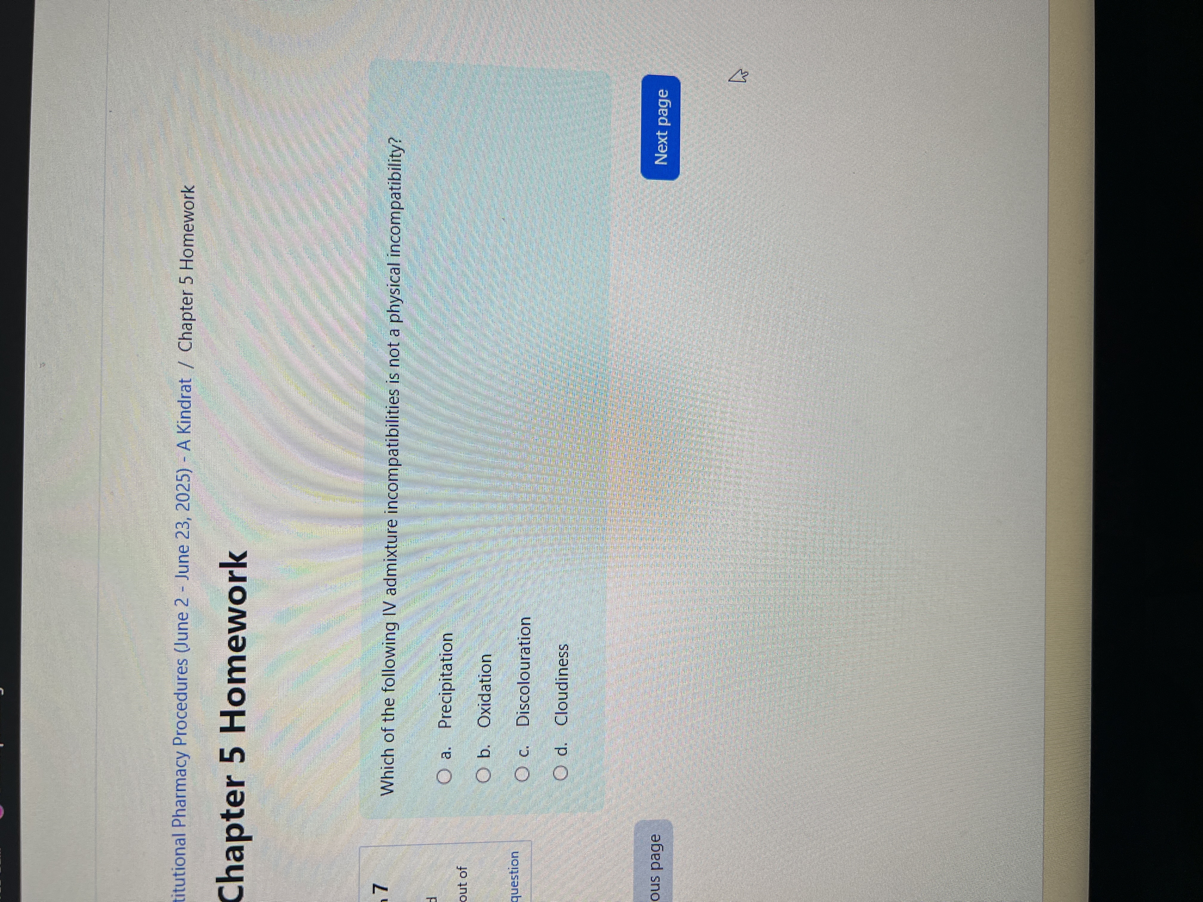 Answer titutional Pharmacy Procedures (June 2 -