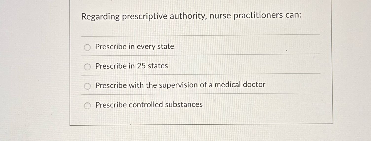 Regarding prescriptive authority, nurse