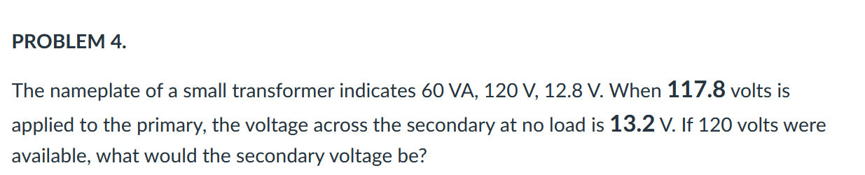 answer PROBLEM 4. The nameplate of a small