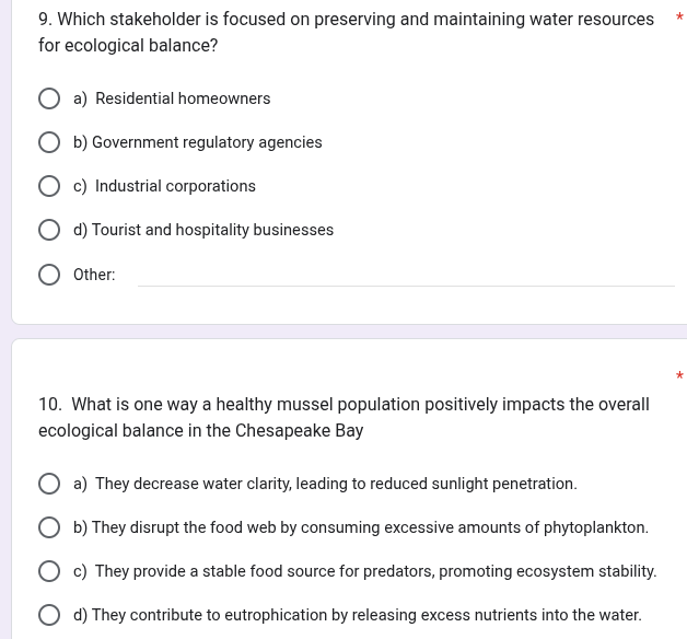 answer 9. Which stakeholder is focused on
