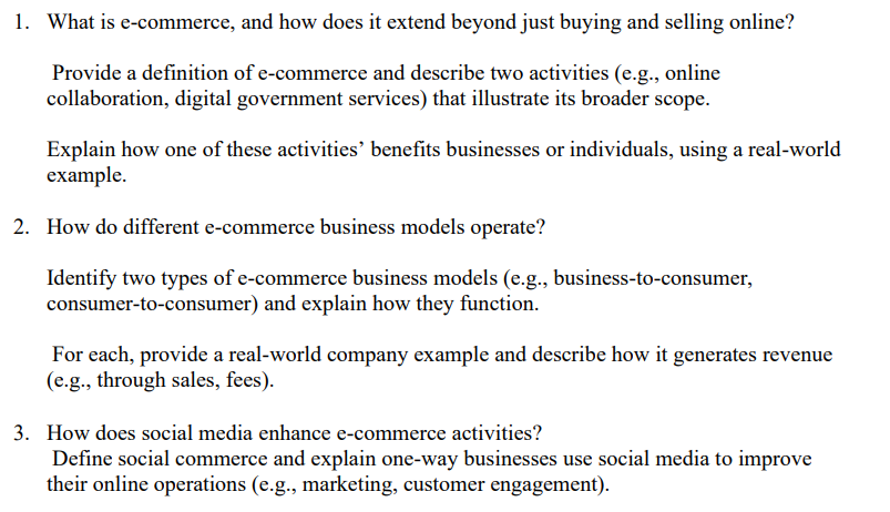l. What is e-commerce, and how does it extend