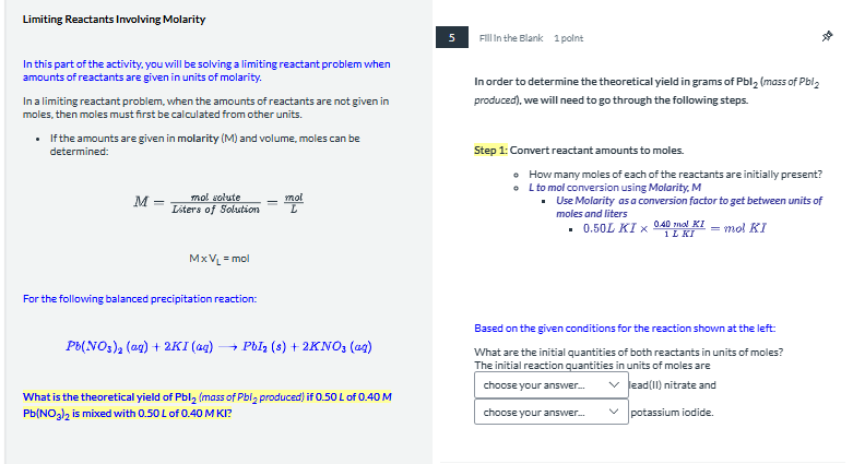 solve Limiting Reactants Involving Molarity 5