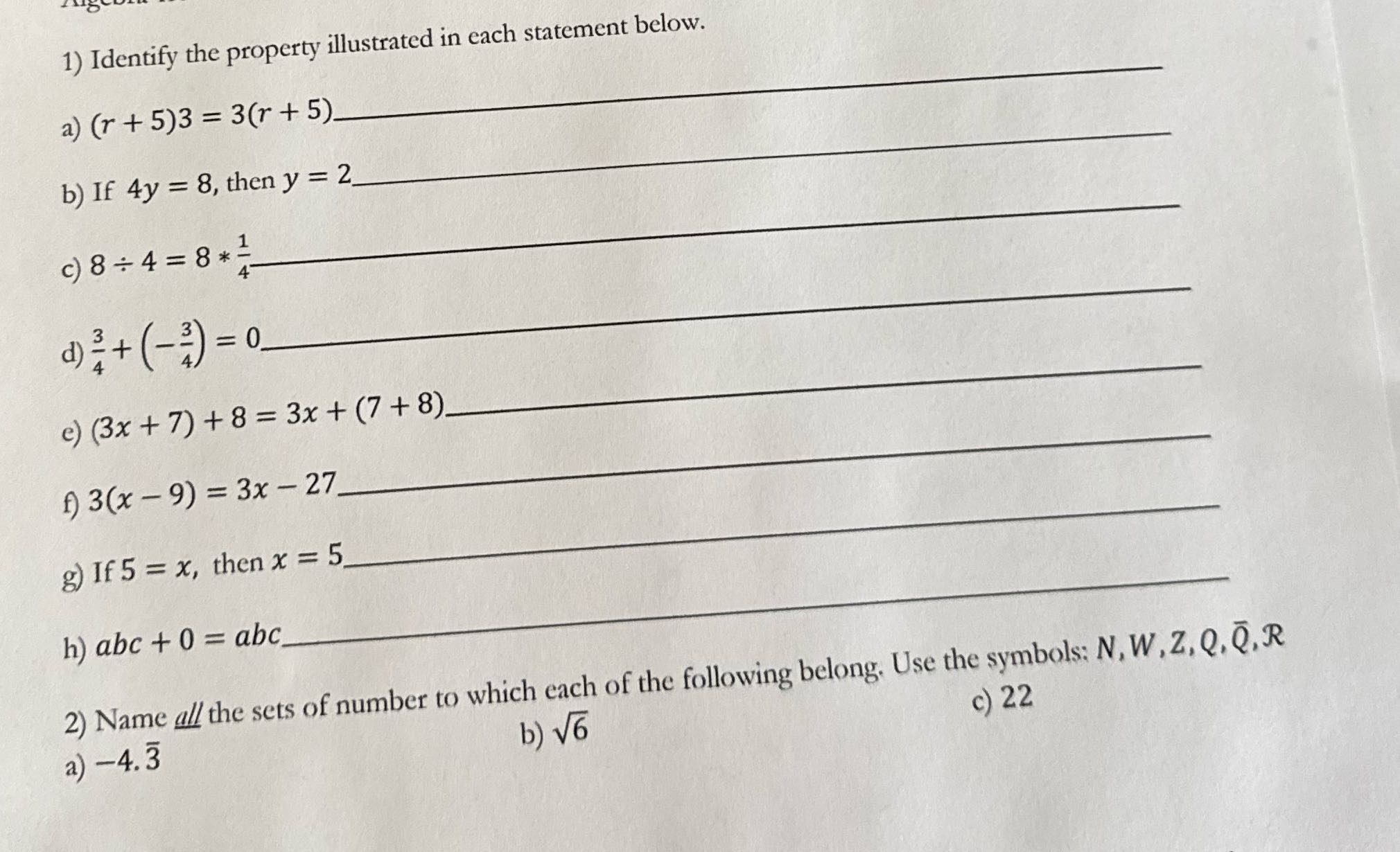 1) Identify the property illustrated in each
