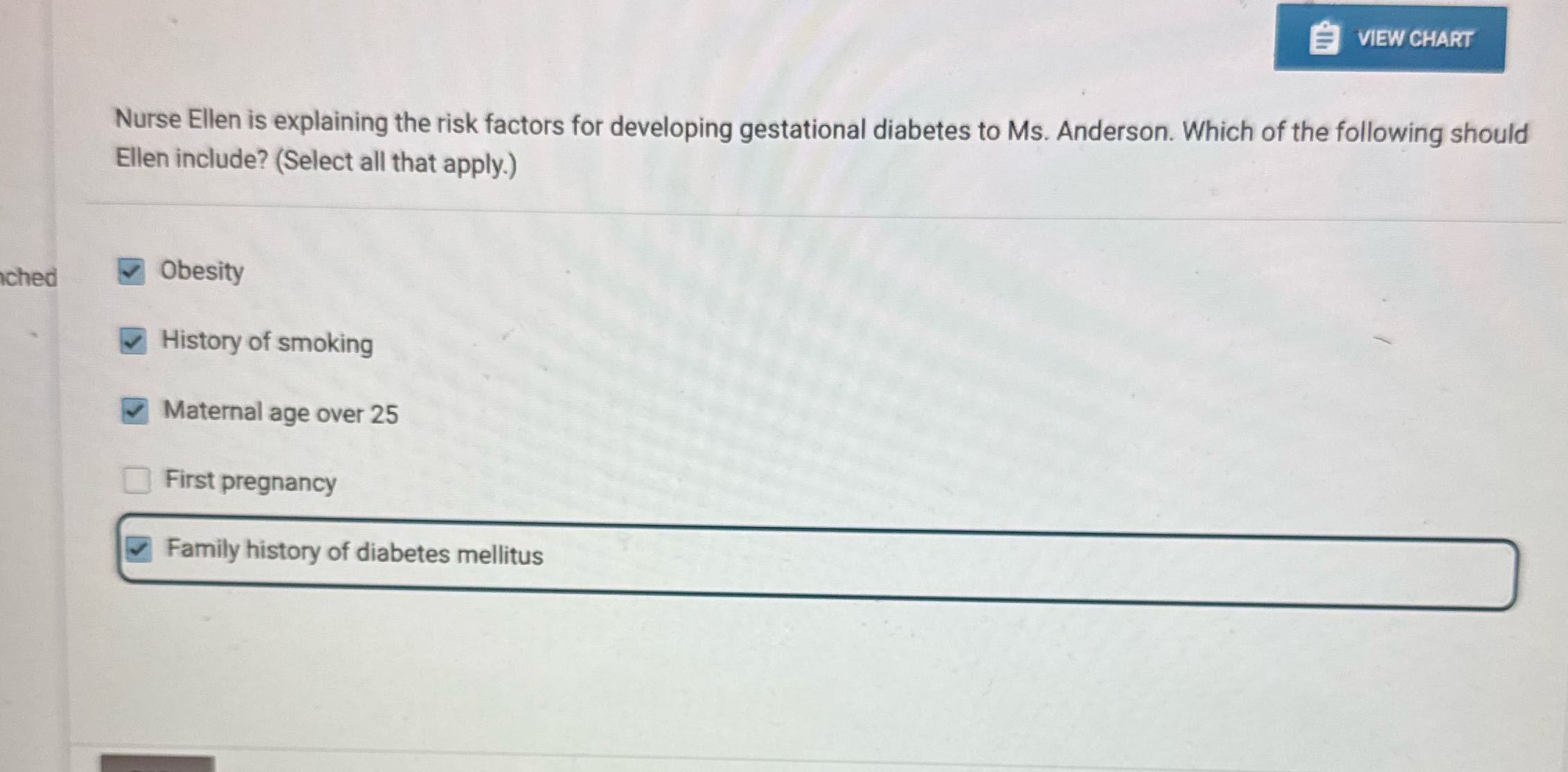 VIEW CHART Nurse Ellen is explaining the risk
