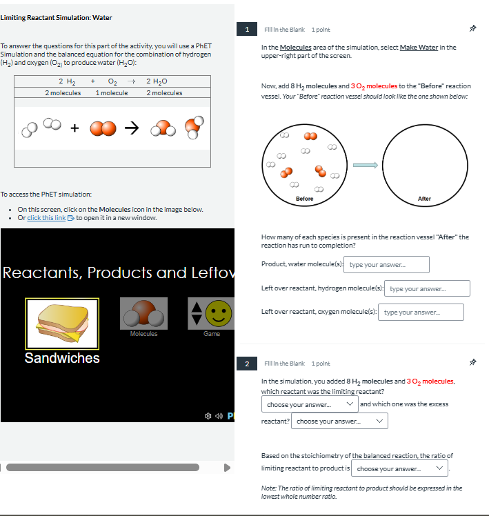 solve Limiting Reactant Simulation: Water 1 Fill