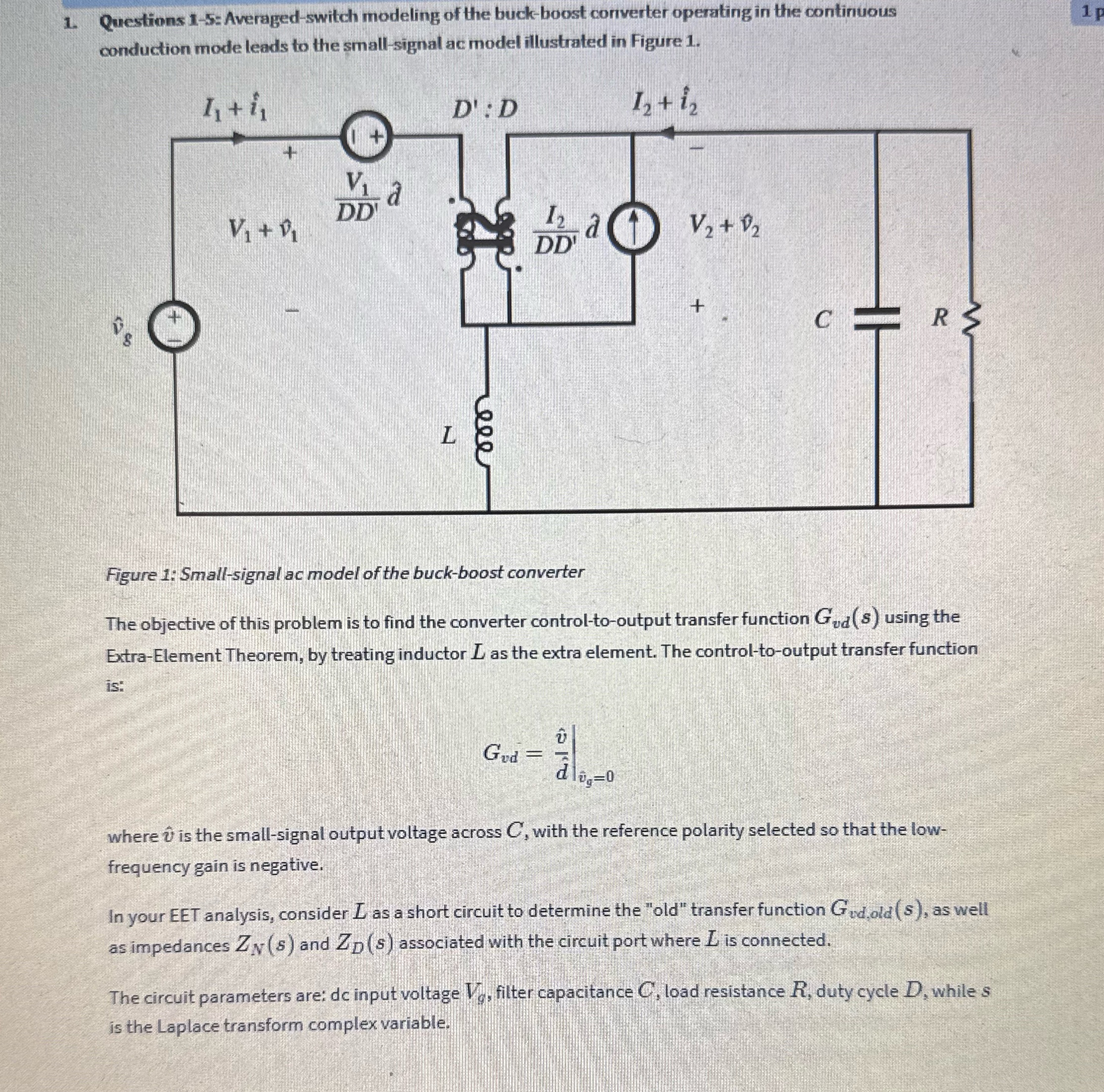 1. Enter an expression for Gvd,old(s) in terms of