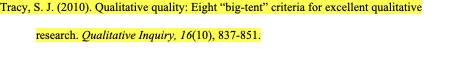 Tracy, S. J. (2010). Qualitative quality: Eight