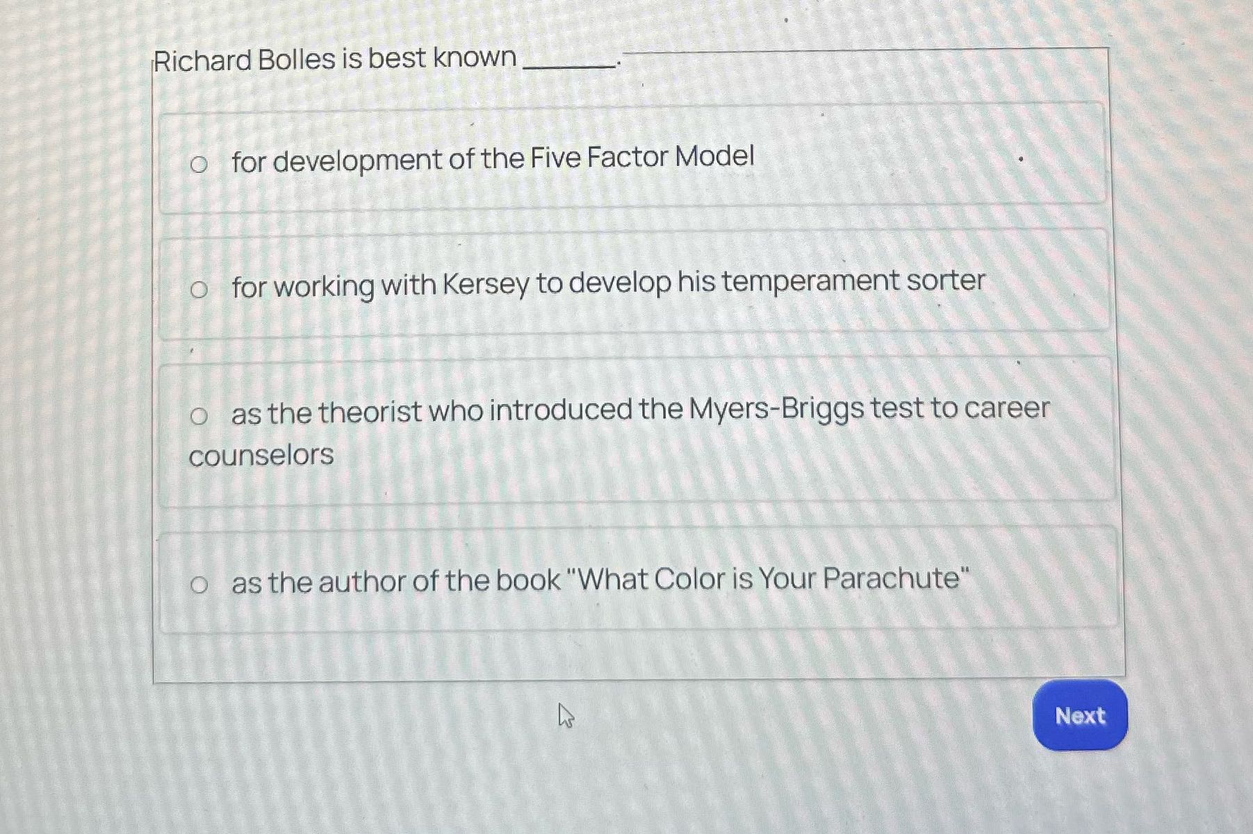 Richard Bolles is best known for development of