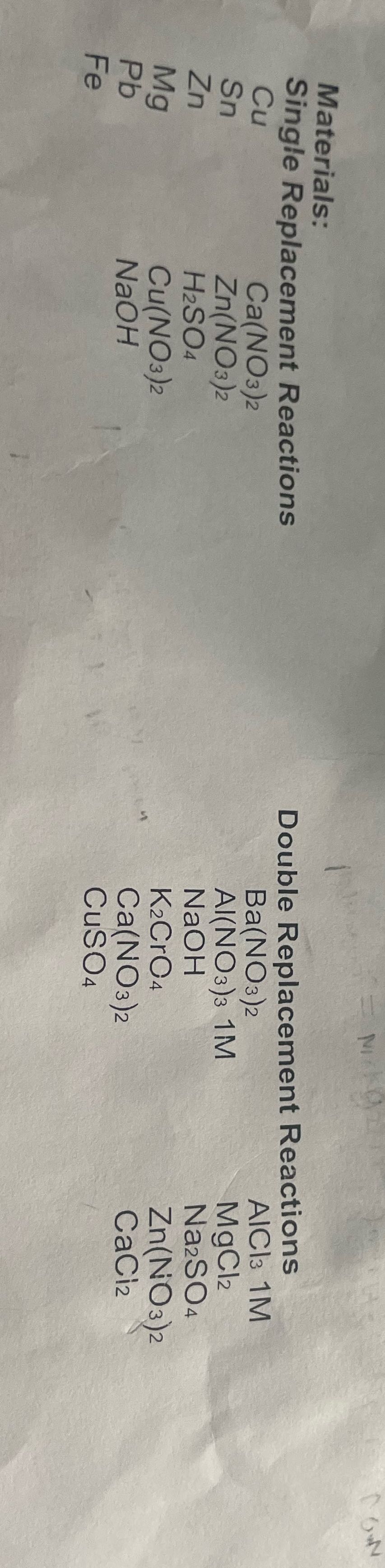 write 4 chemical reactions that will not work