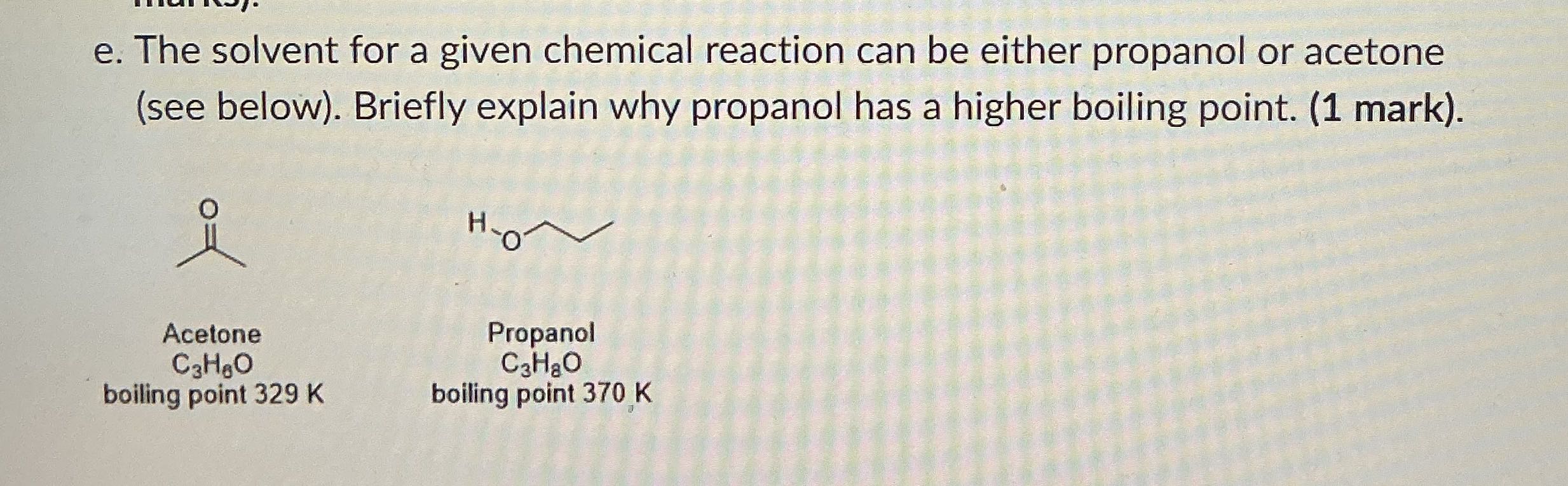 Point by point e. The solvent for a given