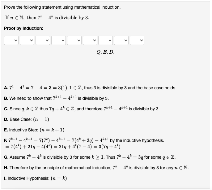 Prove the following statement using mathematical