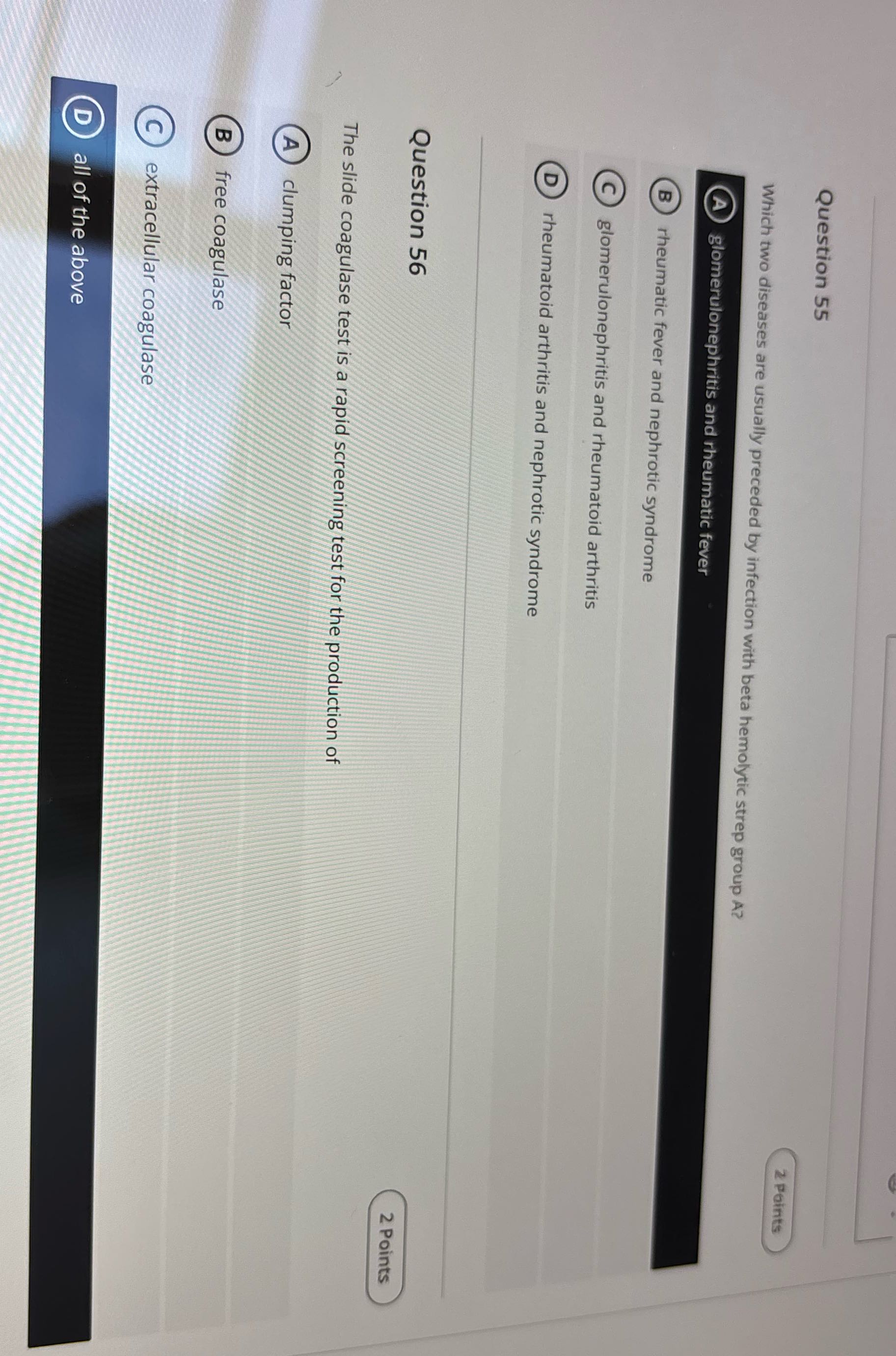 G Question 55 2 Points Which two diseases are