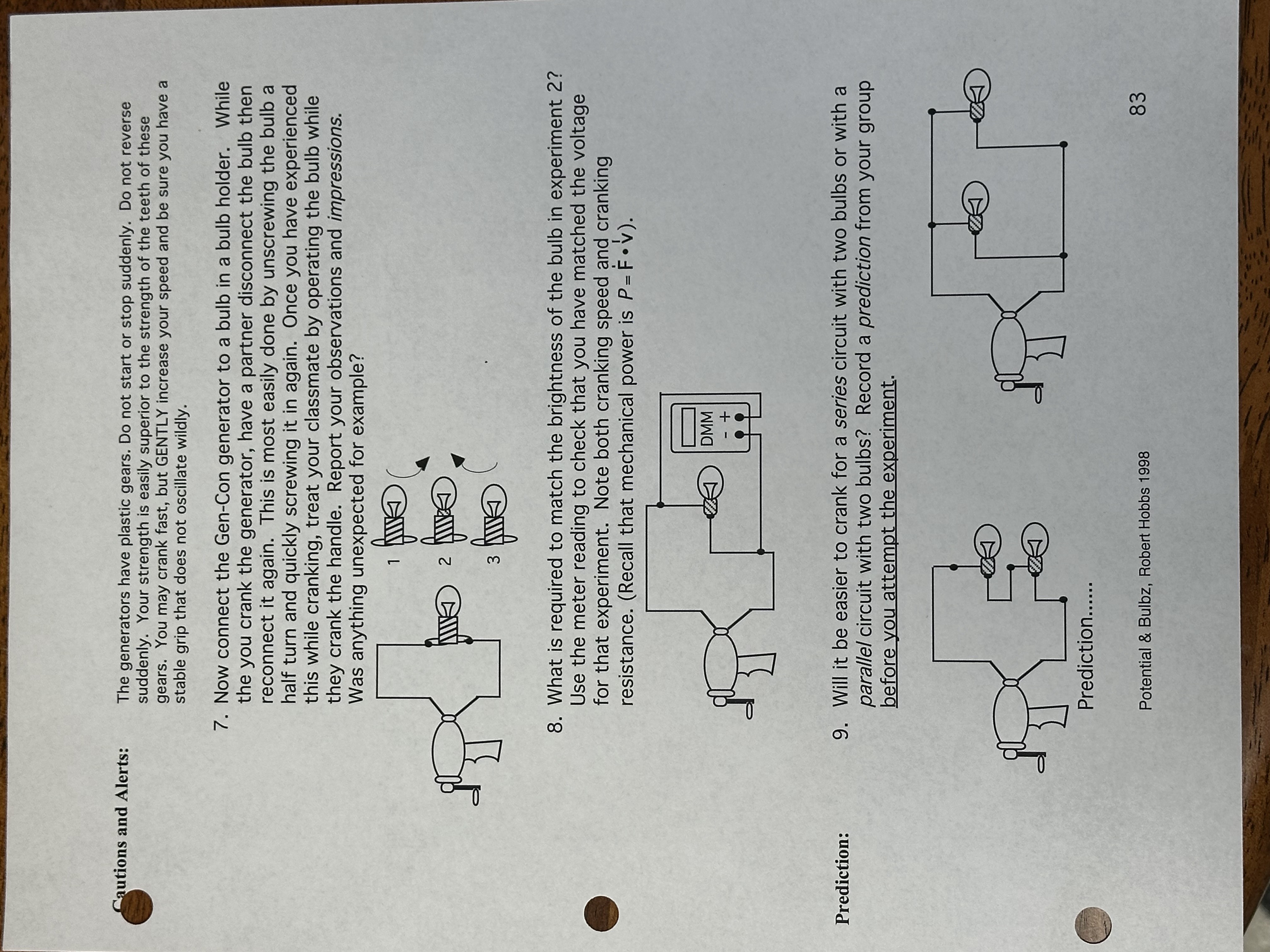 Cautions and Alerts: The generators have plastic