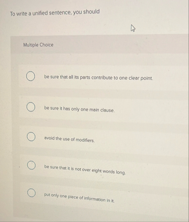 To write a unified sentence, you should Multiple