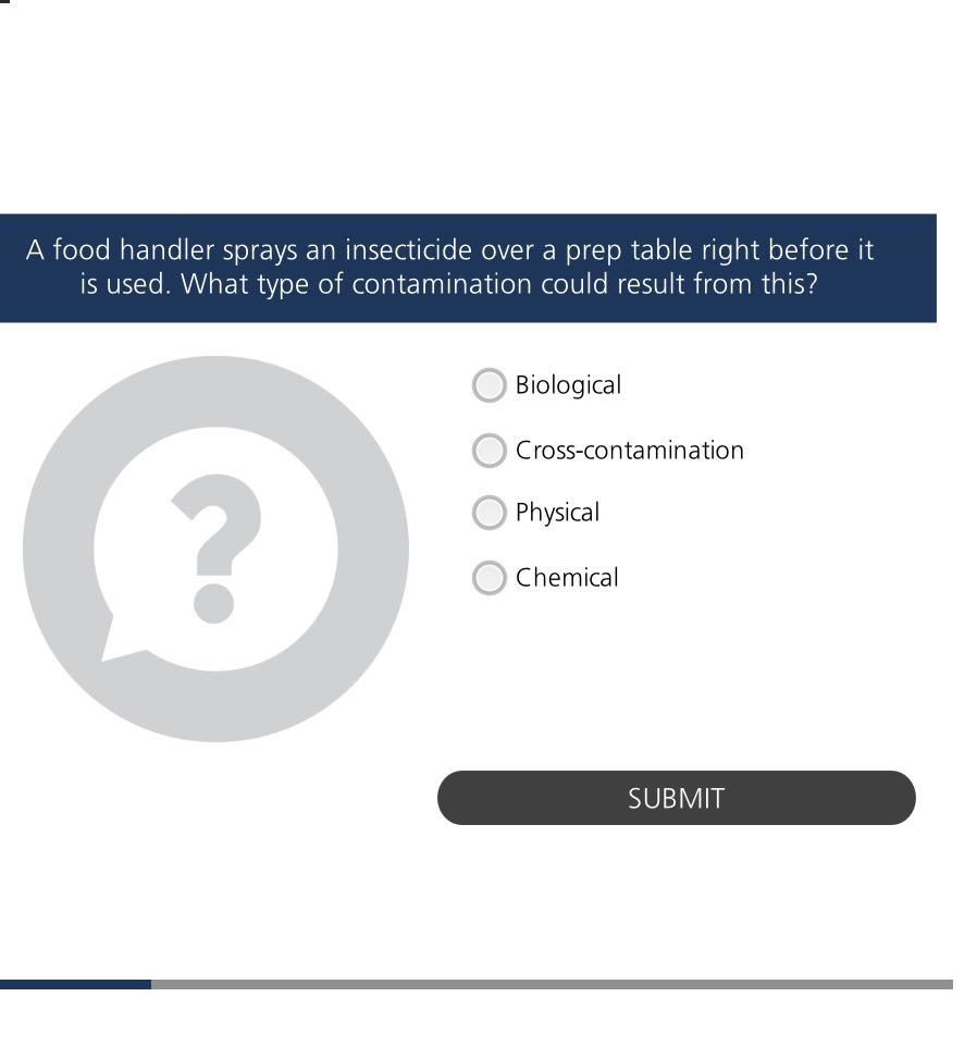 A food handler sprays an insecticide over a prep