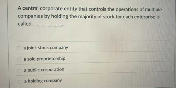 A central corporate entity that controls the