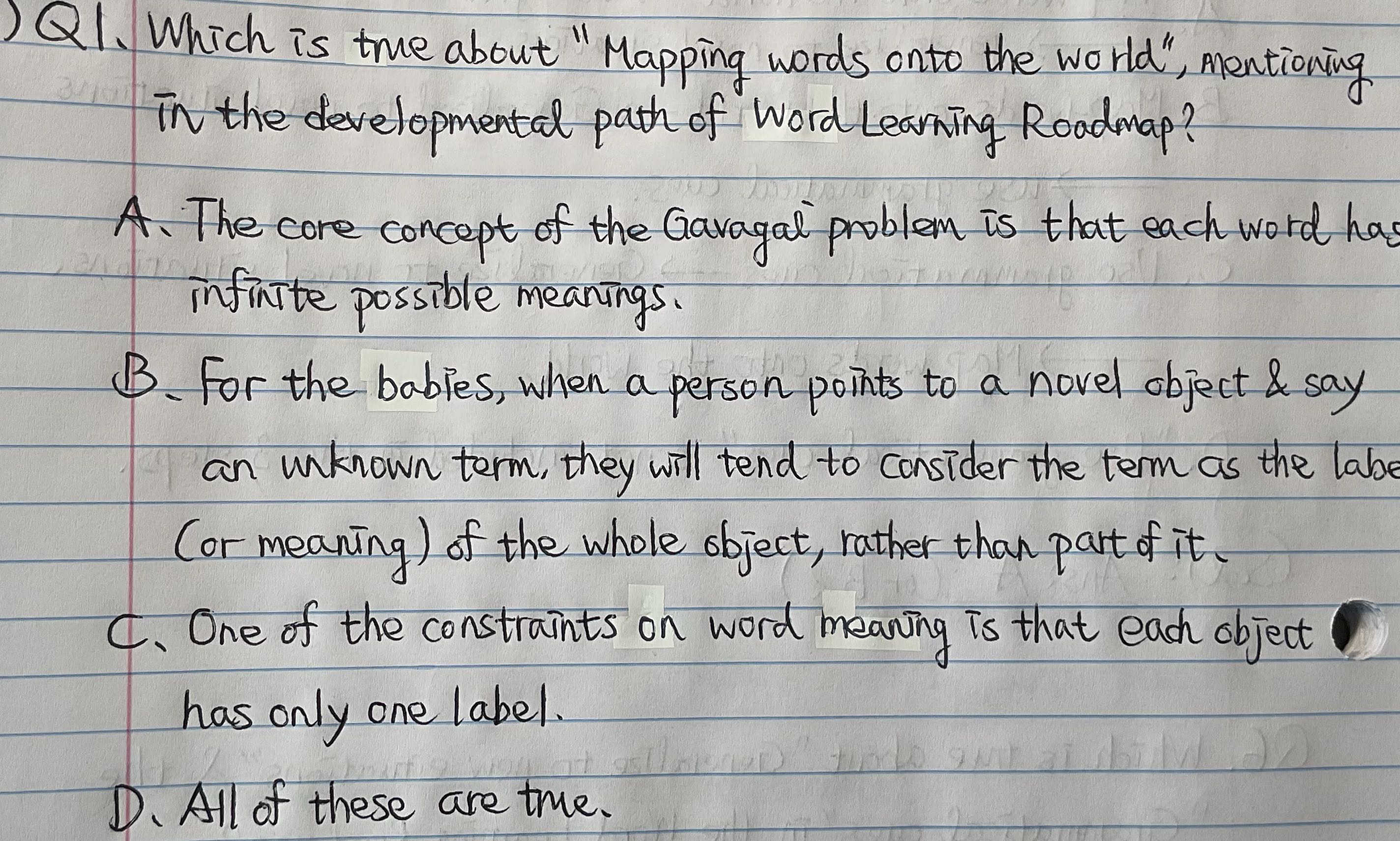 ) Q. Which is the about " Mapping words onto the