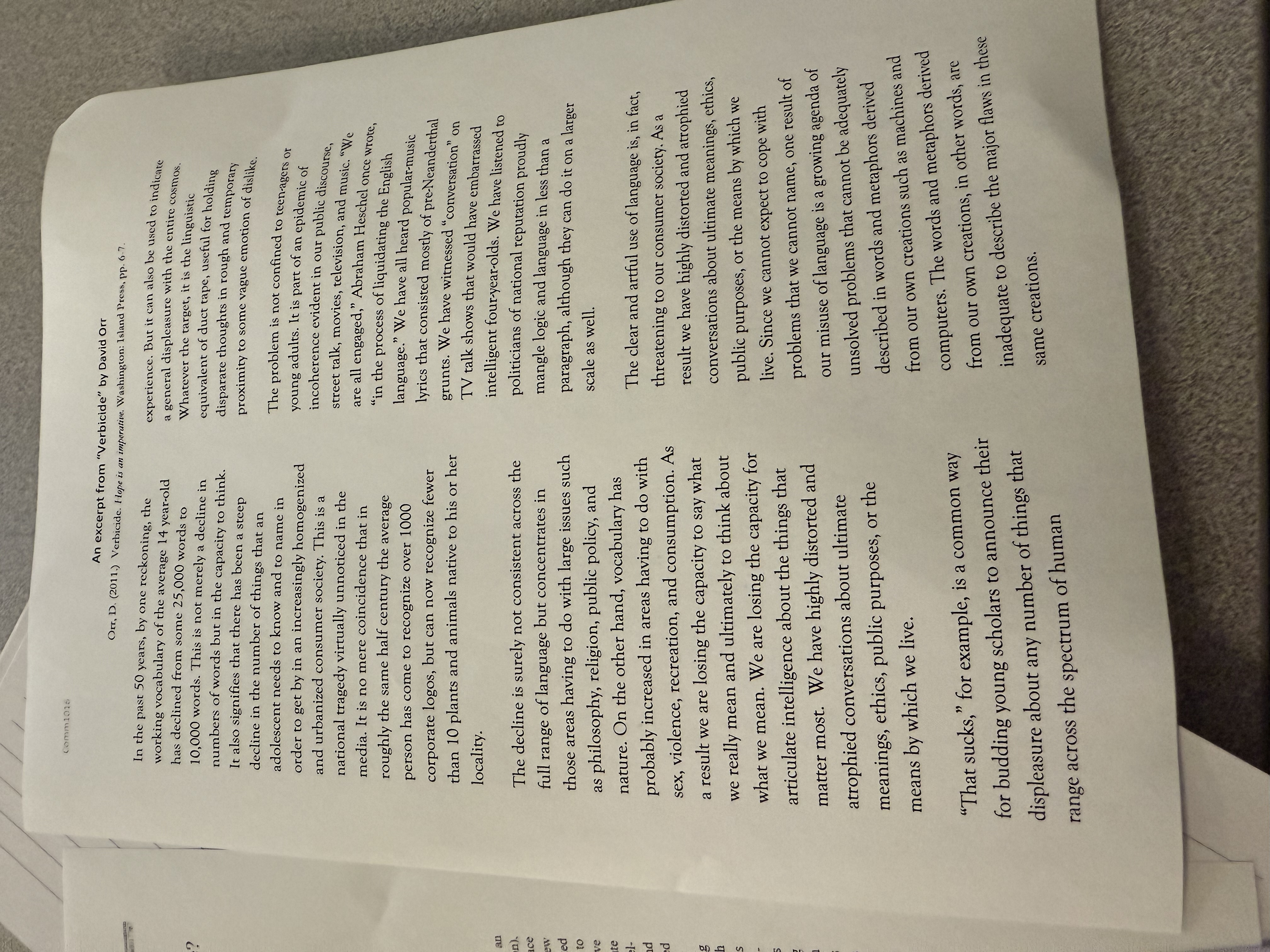 In this assignment, students write a short