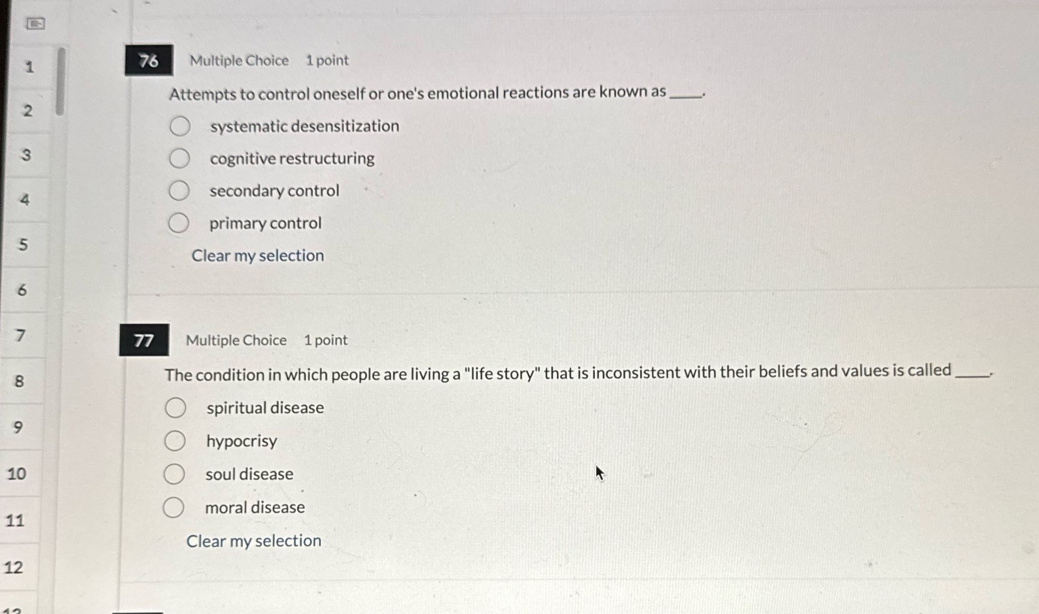 76 Multiple Choice 1 point Attempts to control