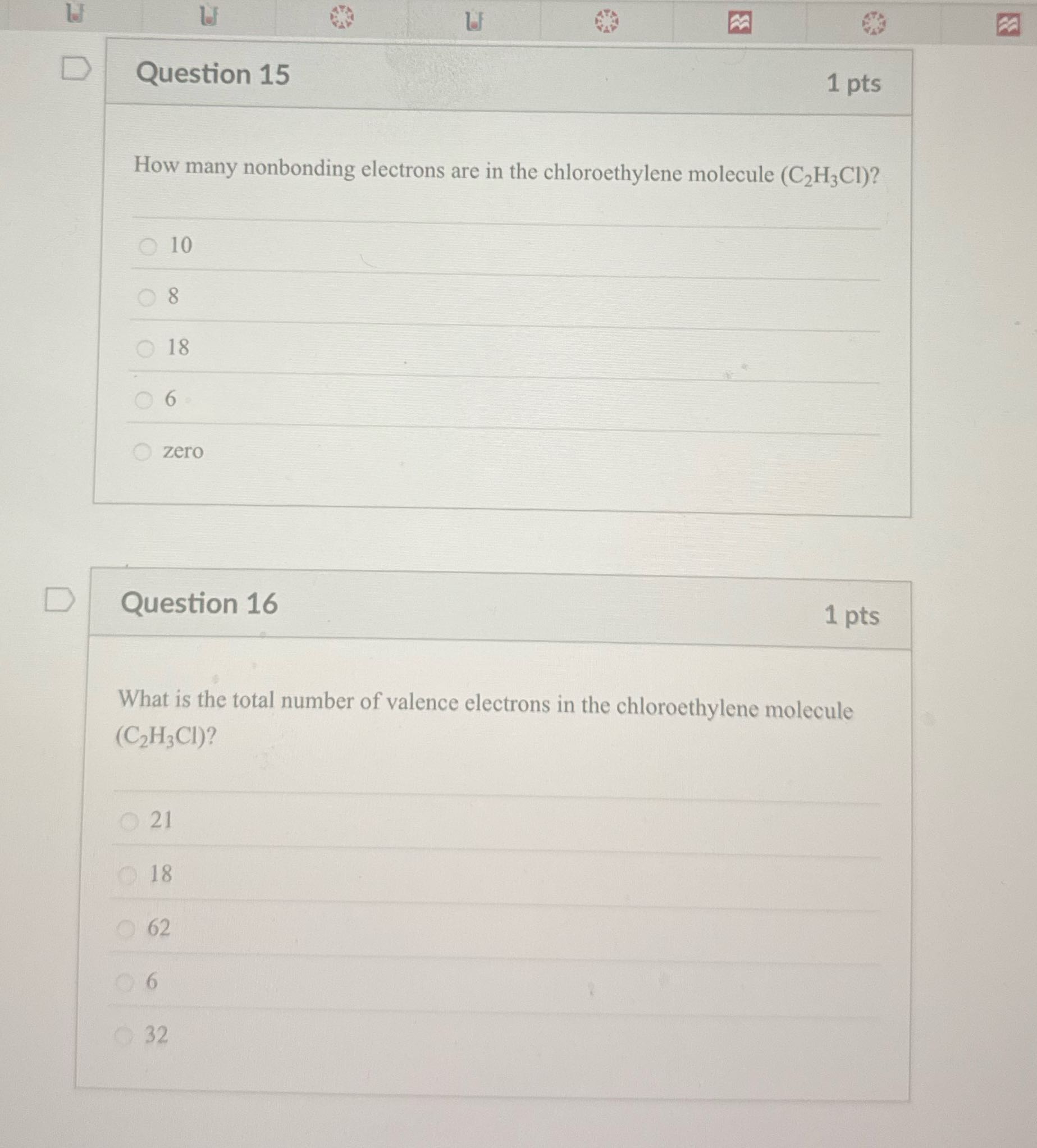 LF EA D Question 15 1 pts How many nonbonding