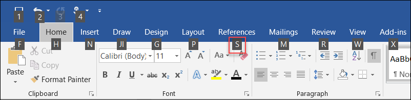 With the KeyTips displayed as shown in the image, what would occur
