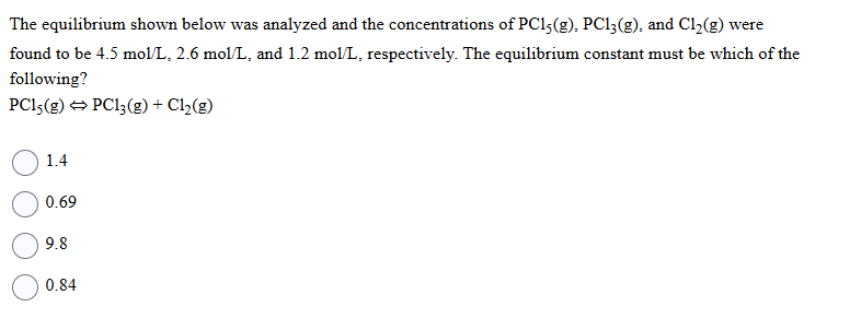 please answer The equilibrium shown below was