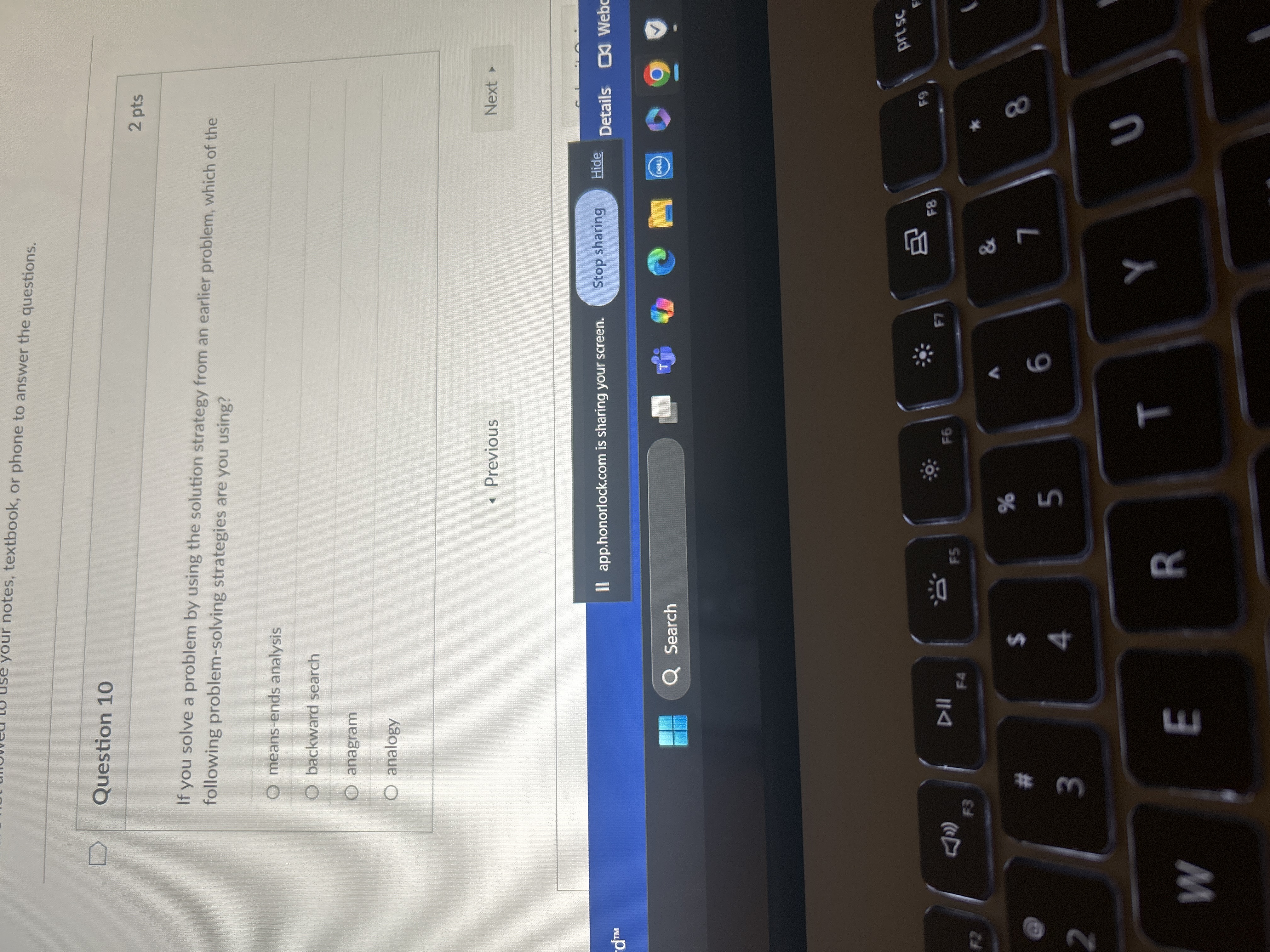 Answer your notes, textbook, or phone to answer