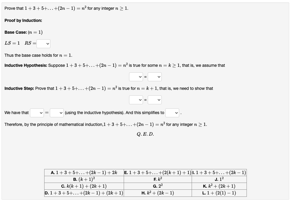 Prove that 1+3+5+...+(2n 1) = n? for any integer