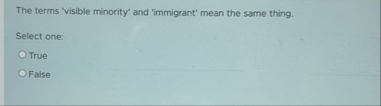 The terms 'visible minority' and 'immigrant' mean