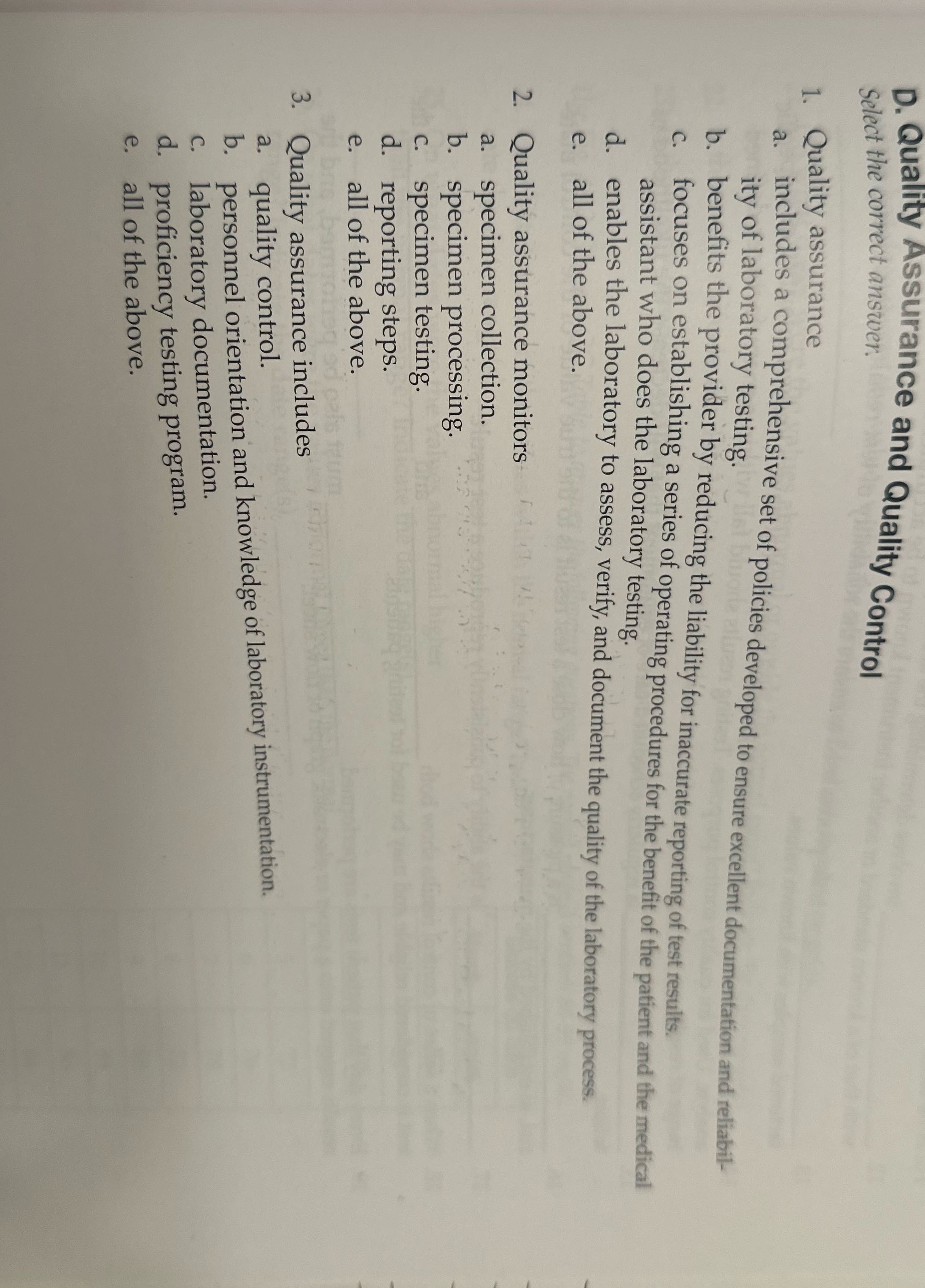 D. Quality Assurance and Quality Control Select