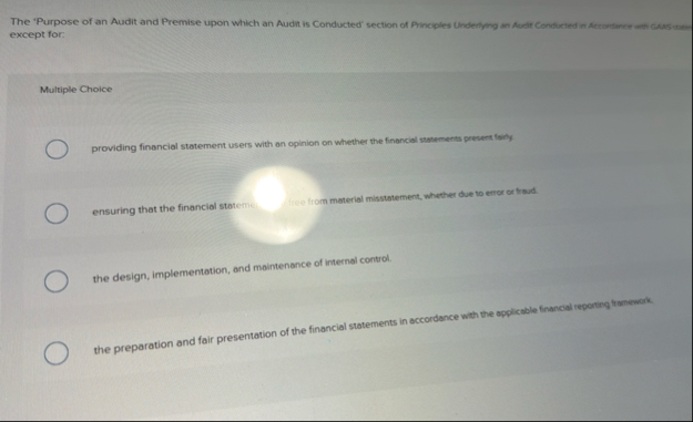 except for: Multiple Choice providing financial