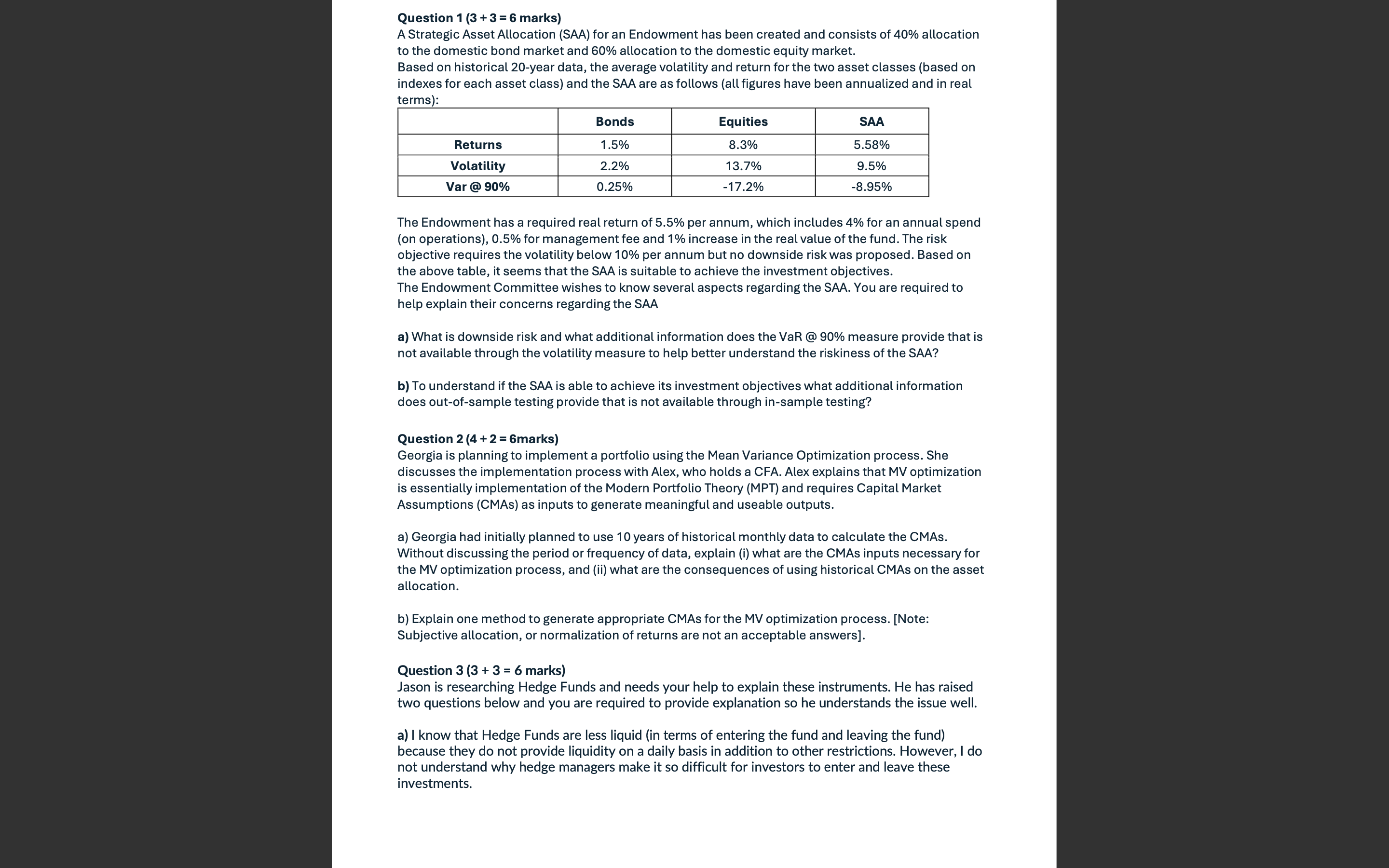 Question 1 (3 +3 = 6 marks) A Strategic Asset