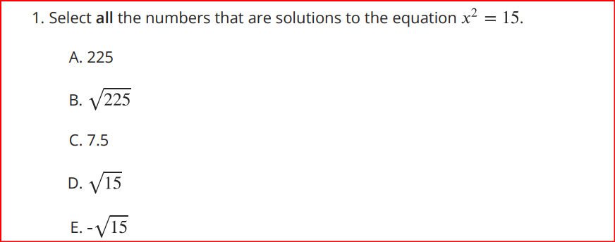 solve 1. Select all the numbers that are