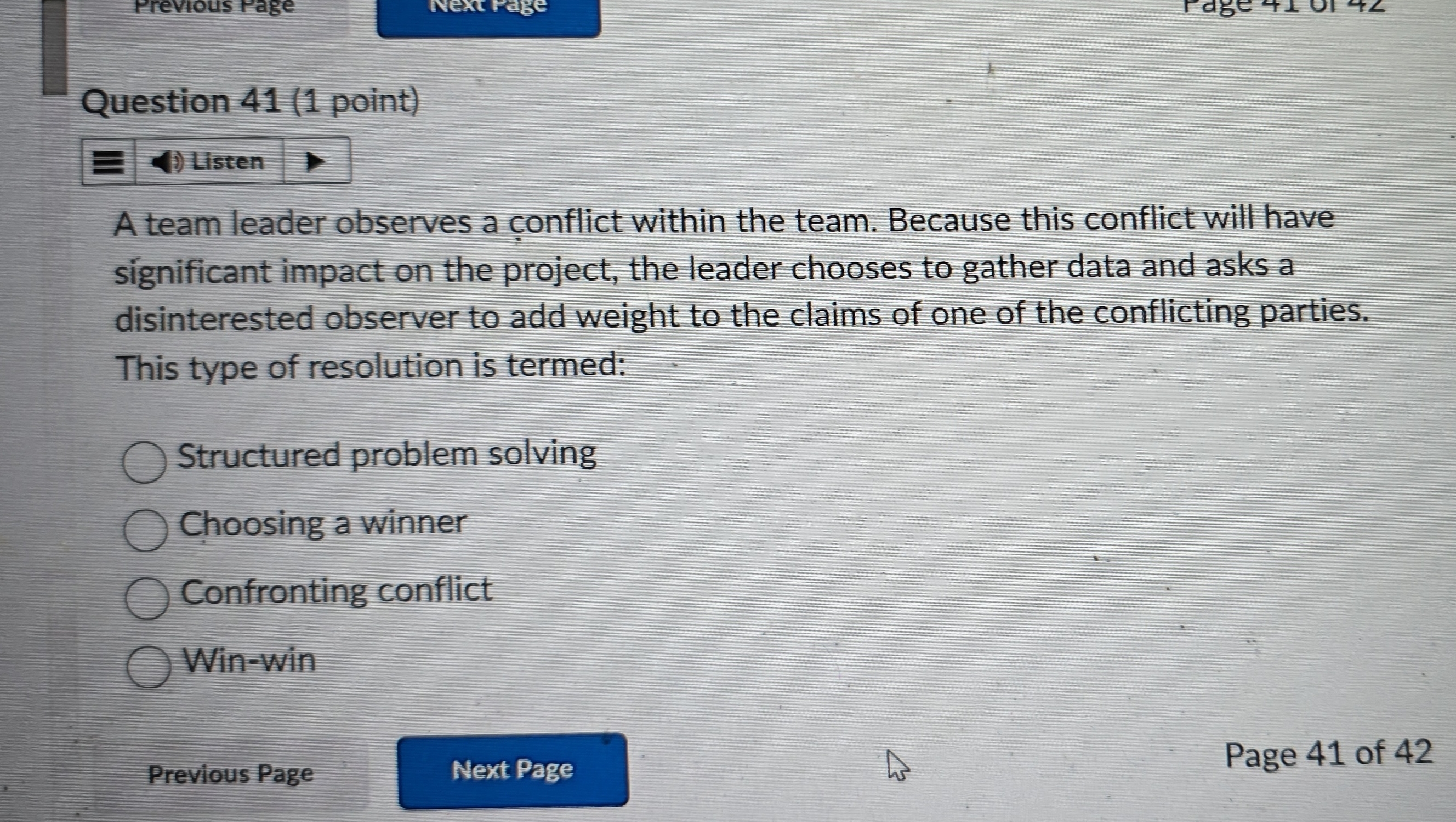 Previous Page Next Page rage at Question 41 (1