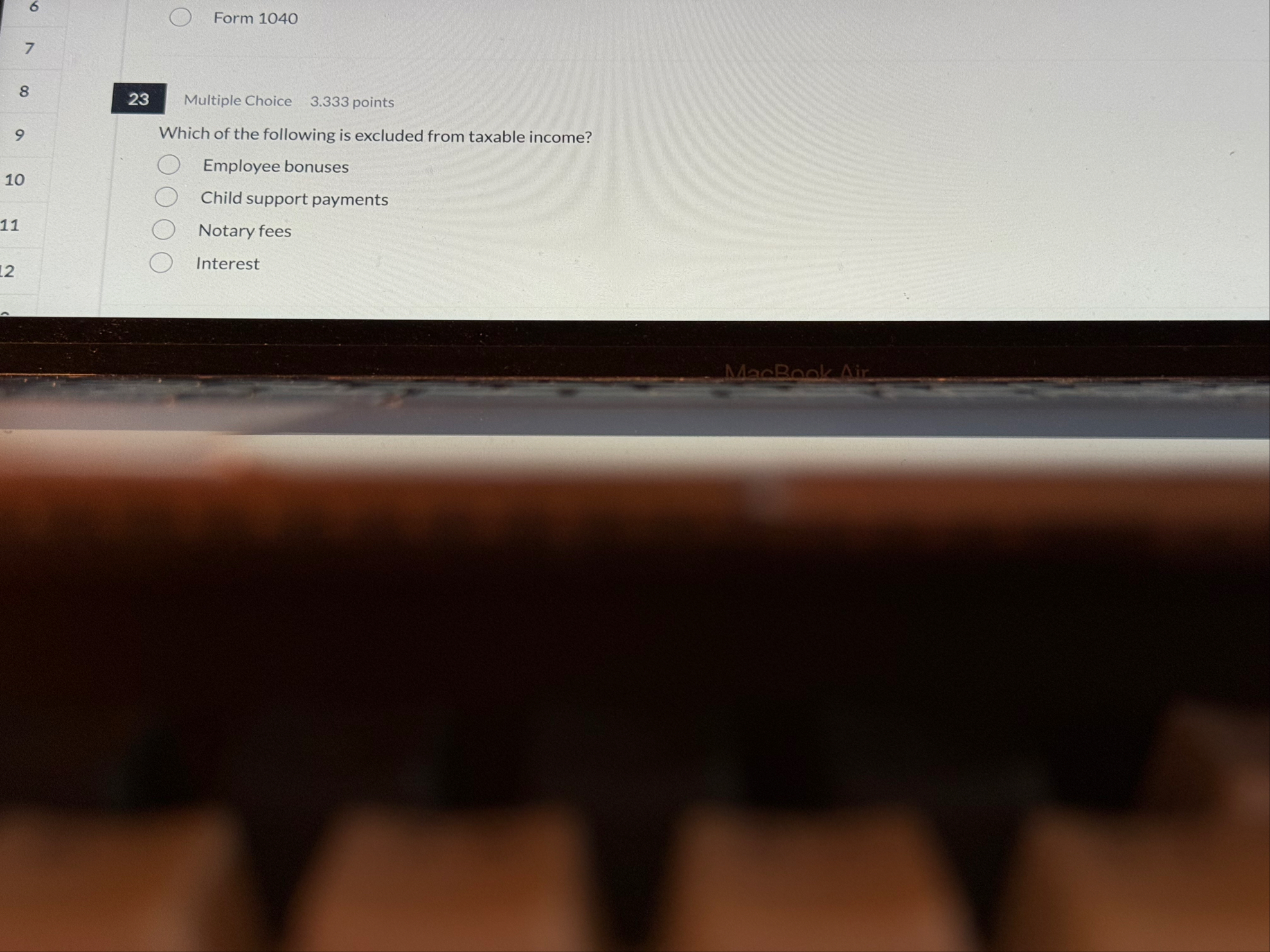 6 Form 1 0 4 0 7 8 Multiple Choice 3 . 3 3 3