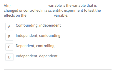 see A(n) variable is the variable that is changed