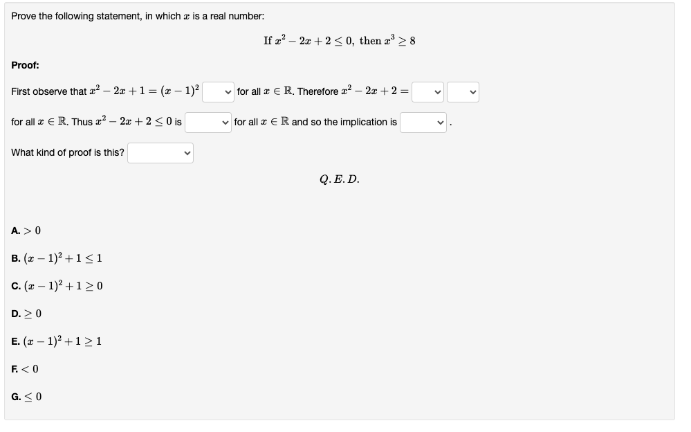 Prove the following statement, in which & is a