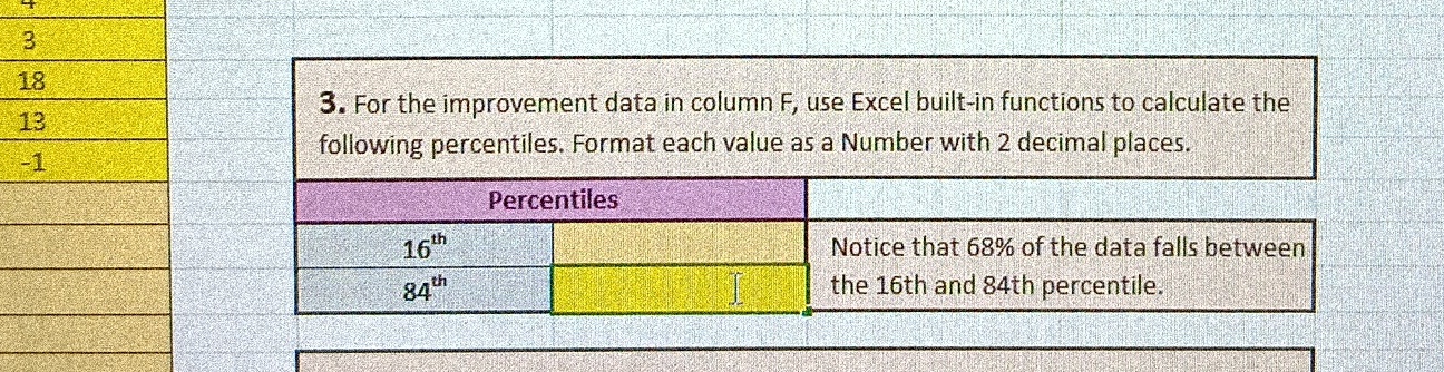 3 18 13 3. For the improvement data in column F,