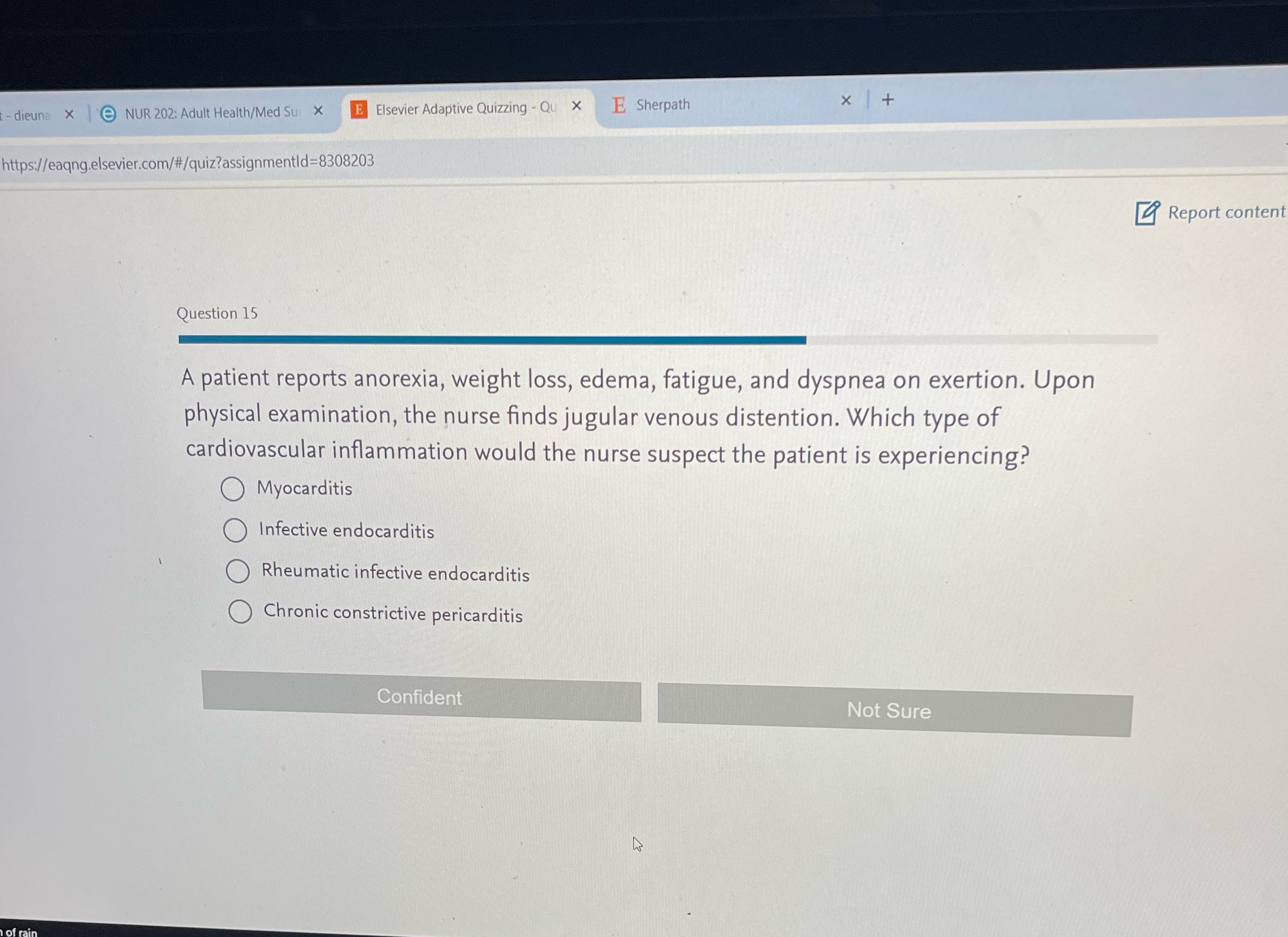 E Elsevier Adaptive Quizzing - Qu x E Sherpath X