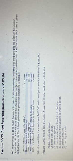 Exercise 1 6 - 2 3 ( Algo ) Recording production