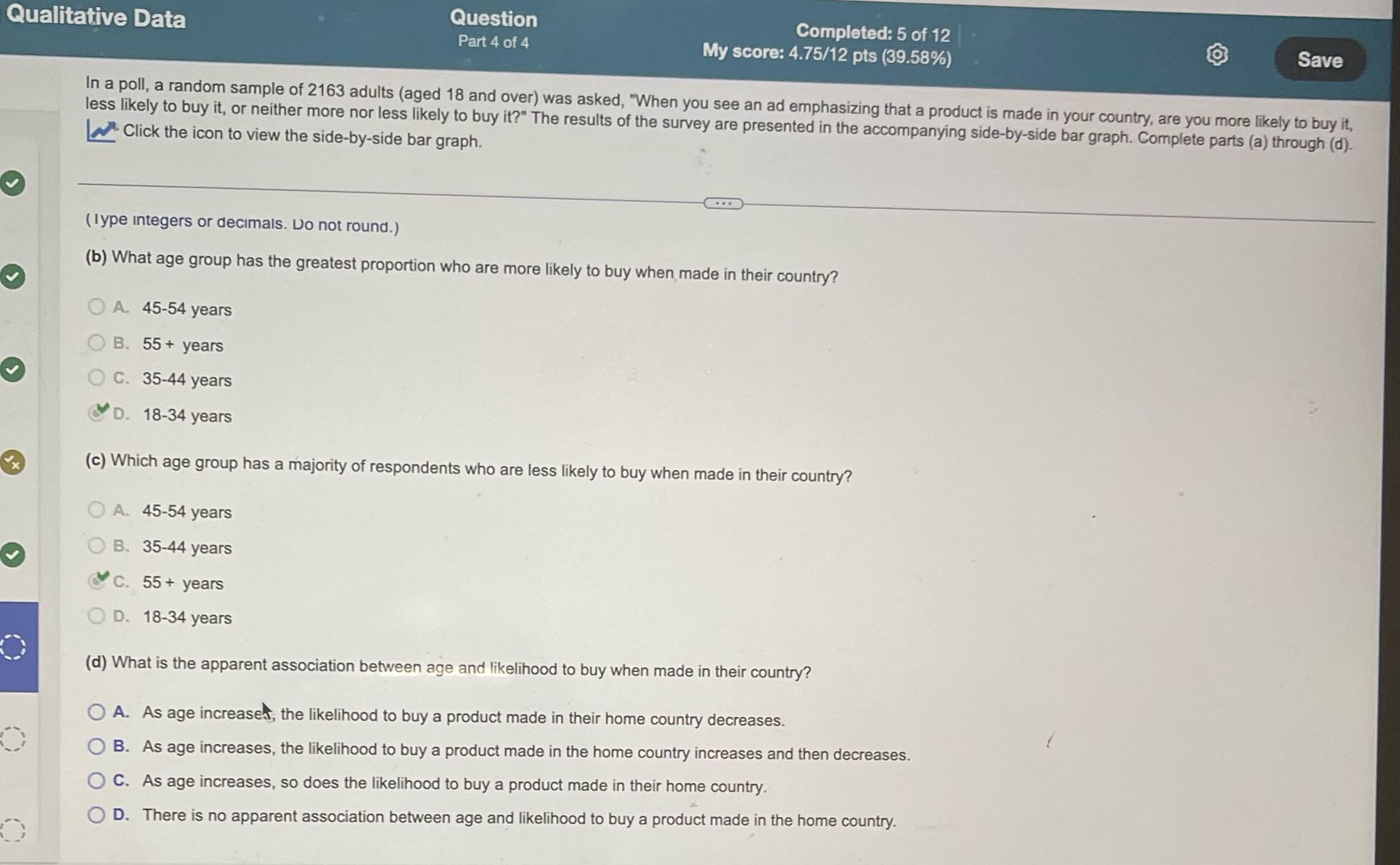 Qualitative Data Question In a poll, a random
