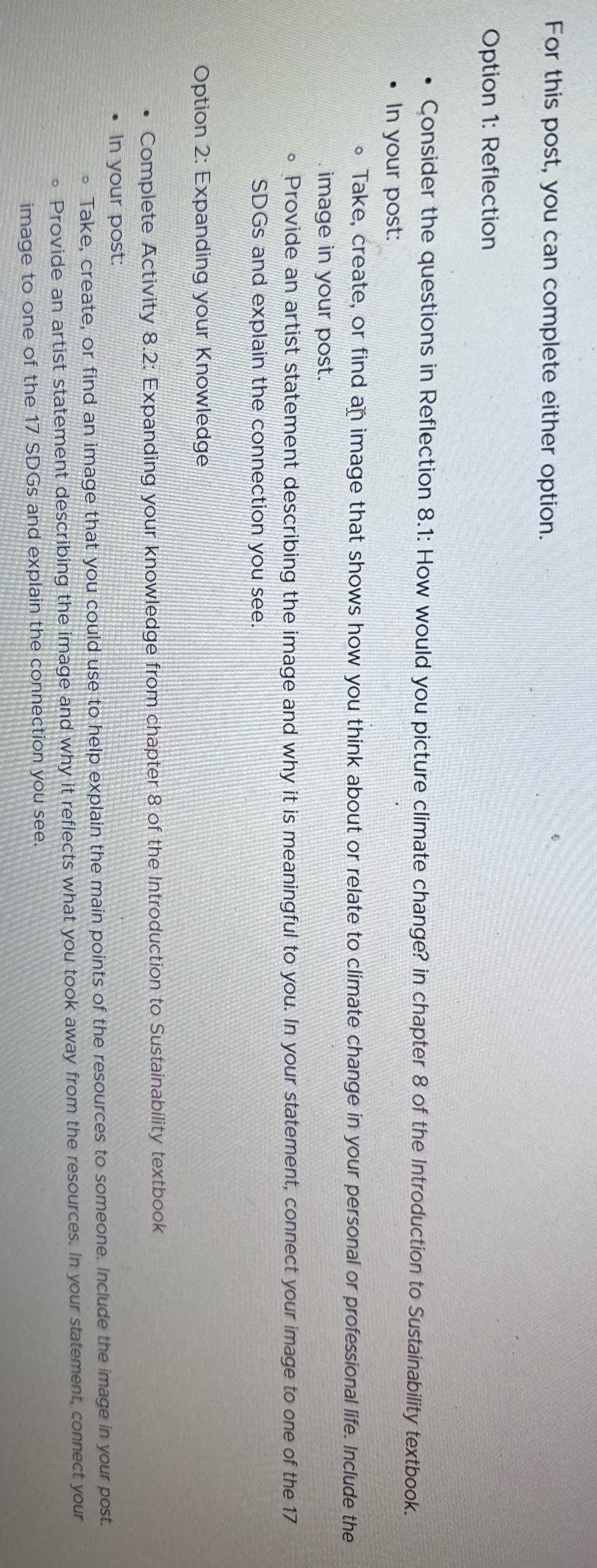 Please helpSUST 201 :Learning Blog ClimateChapter