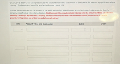 On Janury 1 , 2 0 2 7 , Crane Enterpriser hsued 9