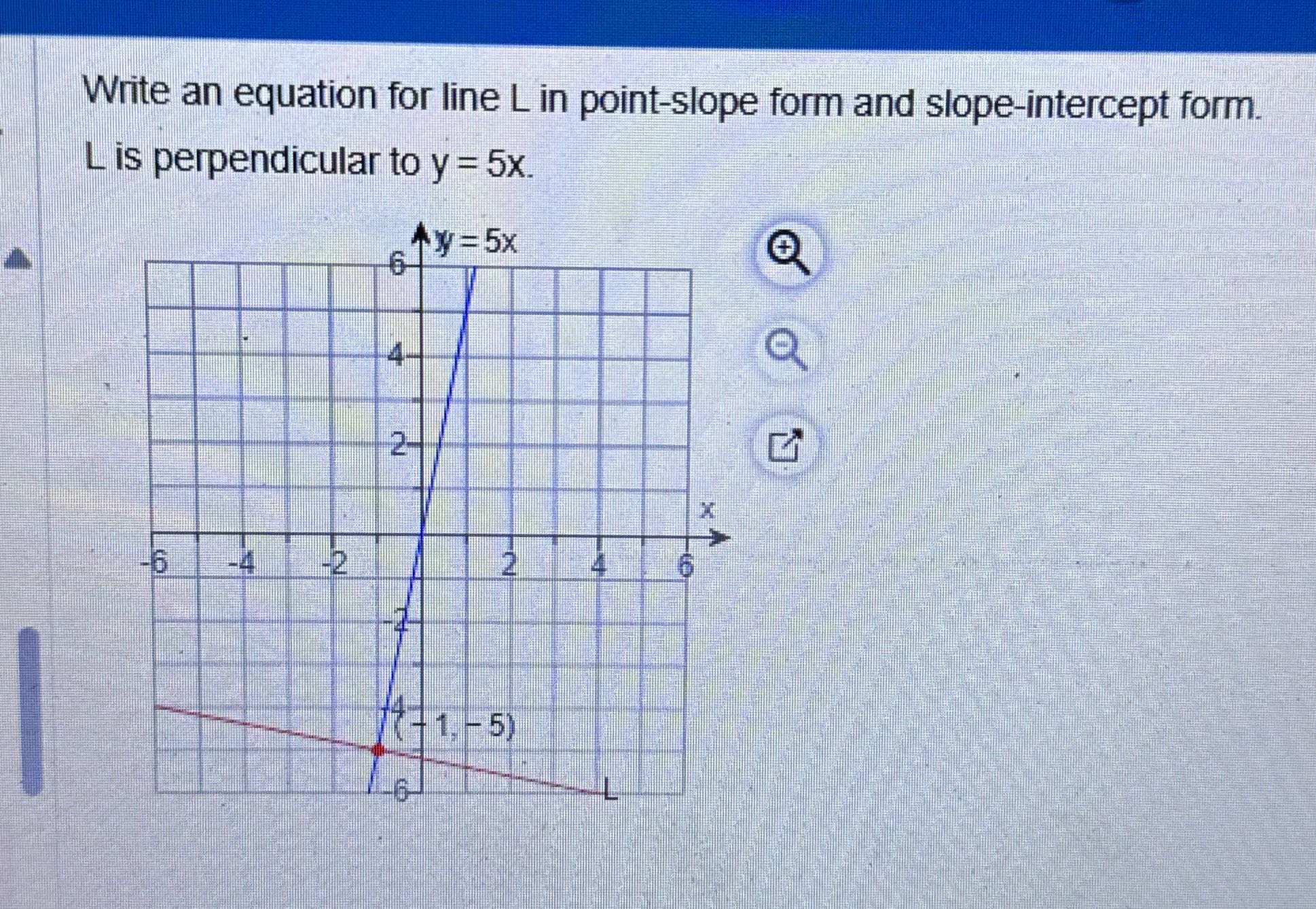 Write an equation for line L in point-slope form