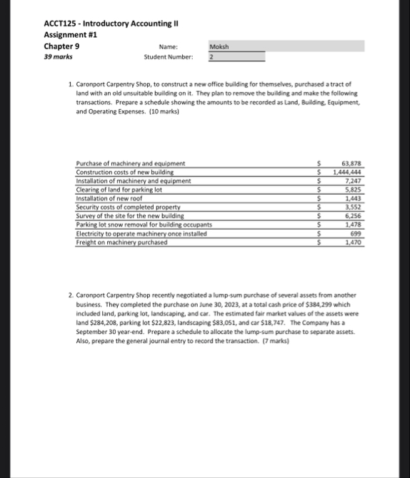 ACCT 1 2 5 - Introductory Accounting II