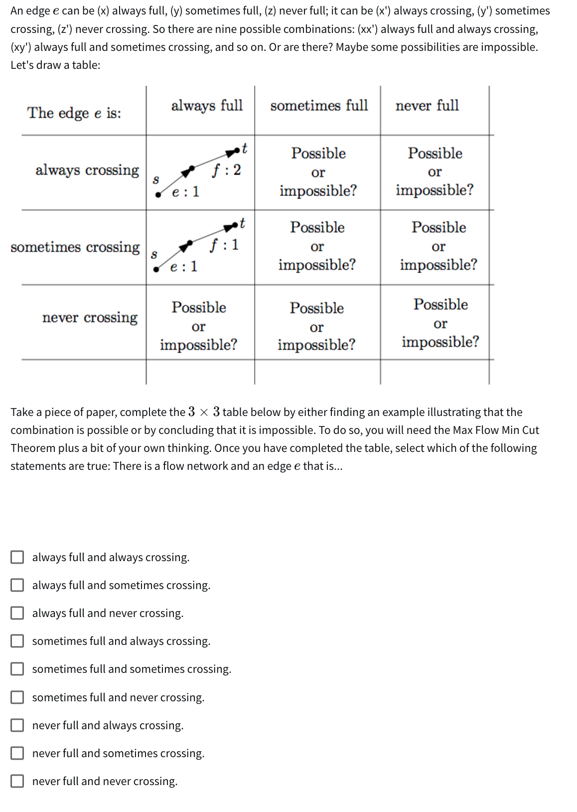 2. Let (G, s, t, c) be a flow network, G = (V,