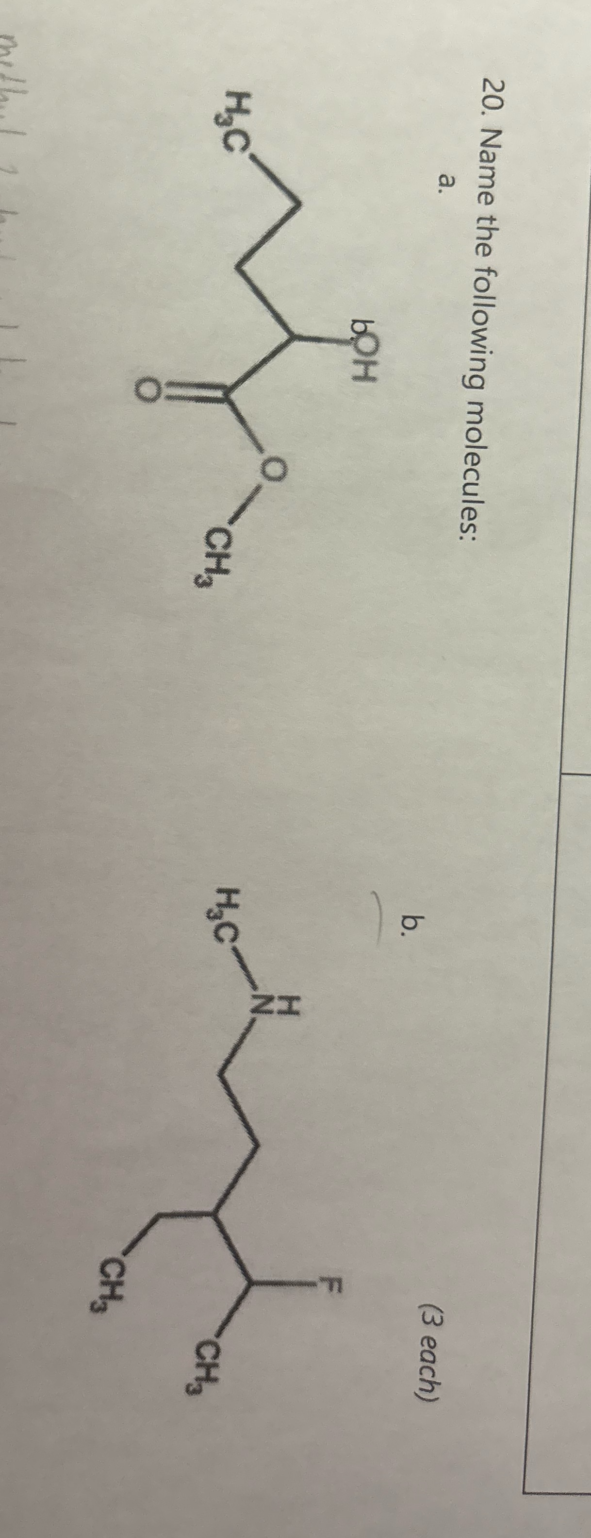 please name 20. Name the following molecules: (3