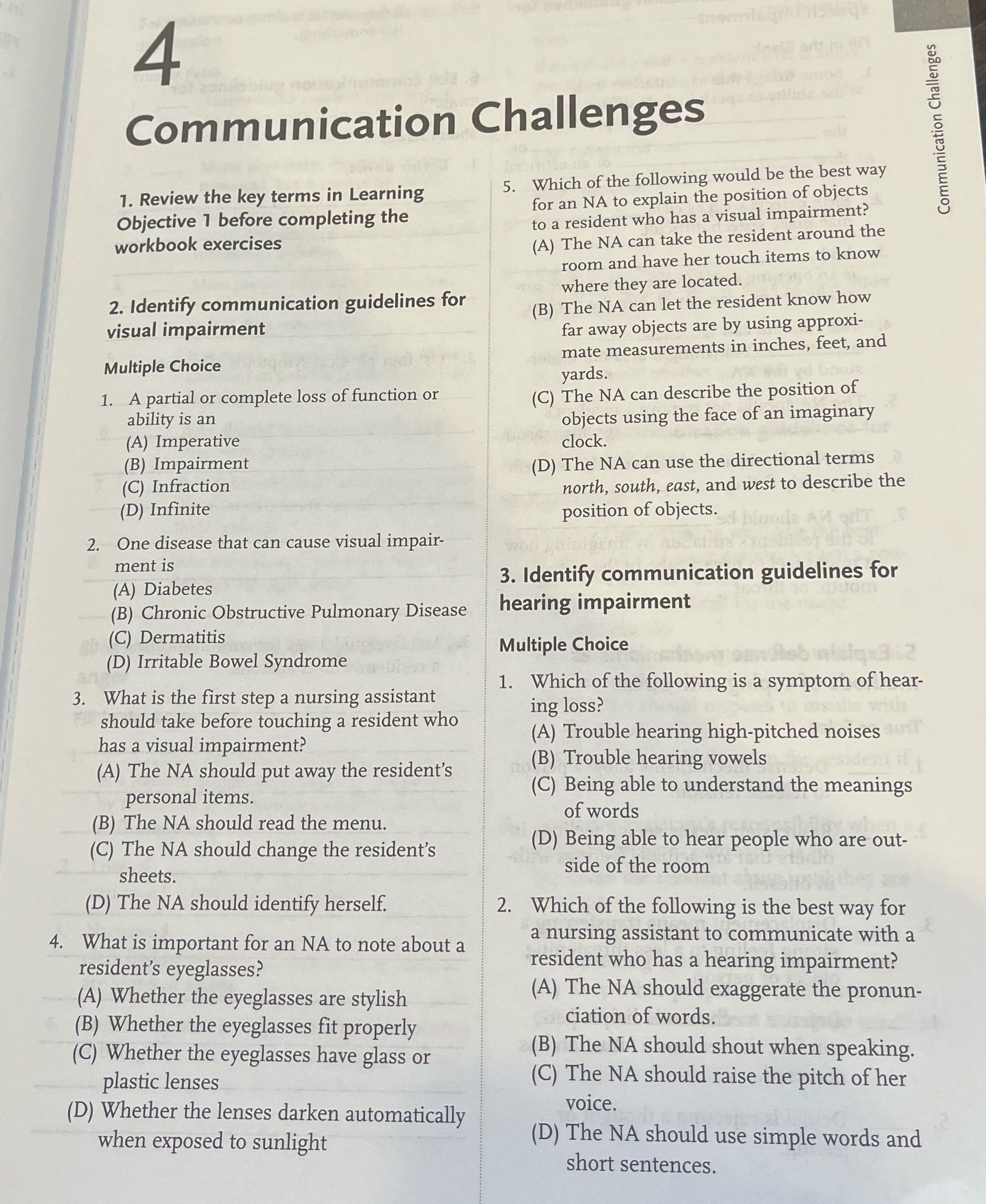 4 Communication 1. Review the key terms in